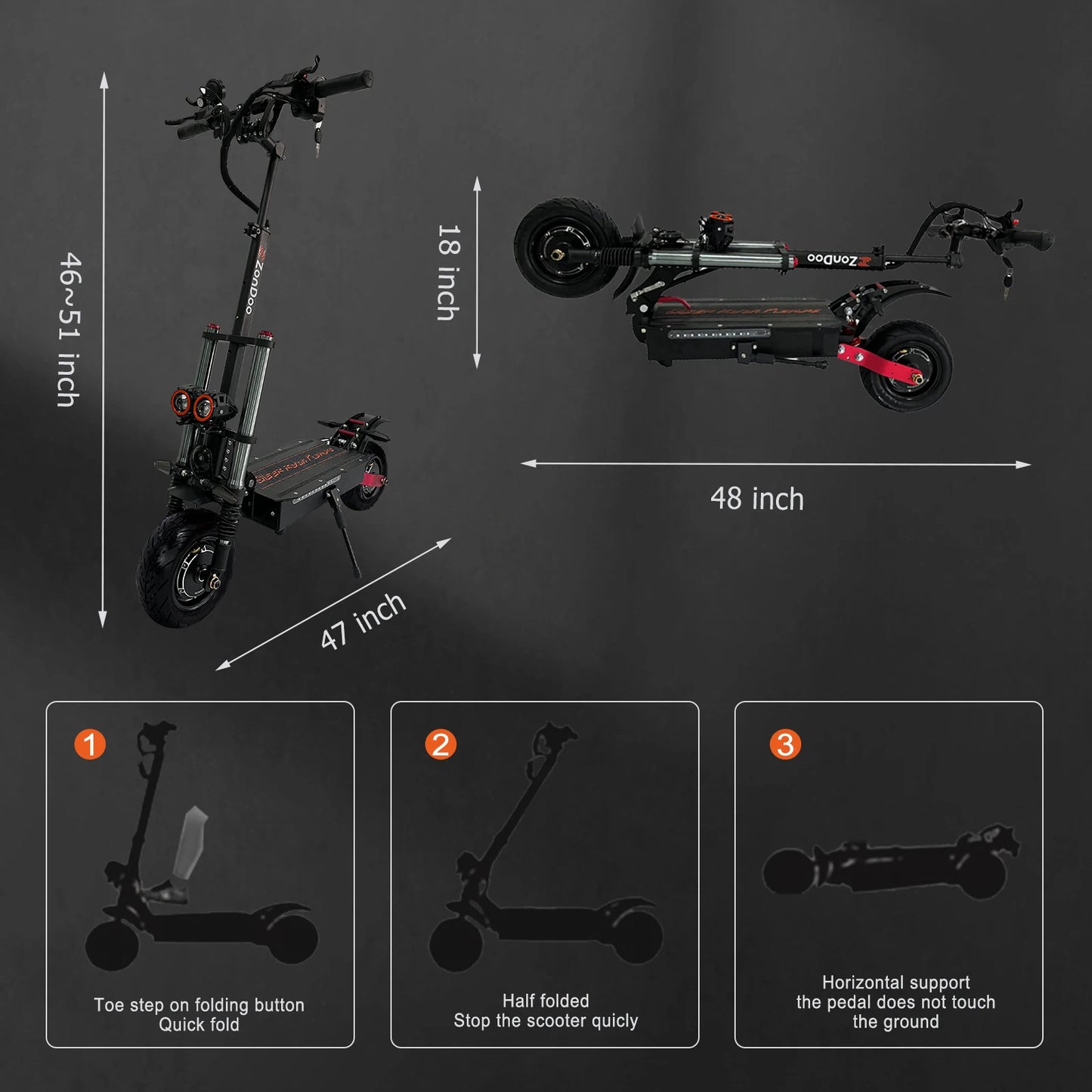 The ZOND ZO0 3 PLUS - Foldable Long Range Electric Scooter