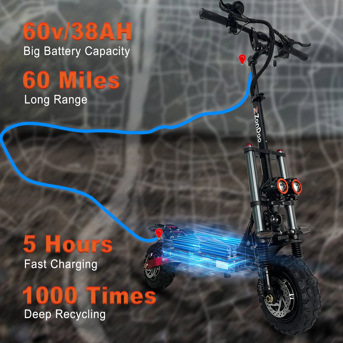 The ZOND ZO0 3 PLUS - Foldable Long Range Electric Scooter